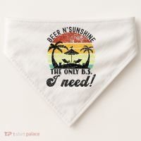 The Only BS I Need Is Beers And Sunshine Retro Beach USA-Made Doggie Bandana thumb 0