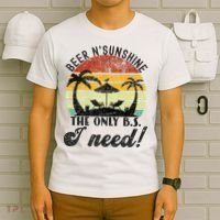 The Only BS I Need Is Beers And Sunshine Retro Beach T-Shirt thumb 6