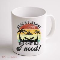 The Only BS I Need Is Beers And Sunshine Retro Beach Coffee Mug thumb 1