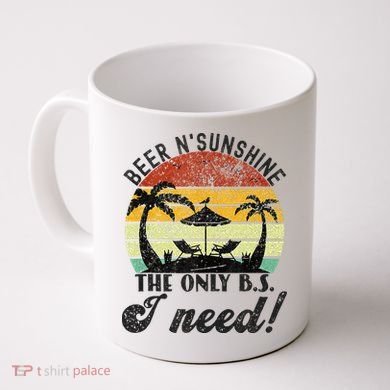 The Only BS I Need Is Beers And Sunshine Retro Beach Coffee Mug