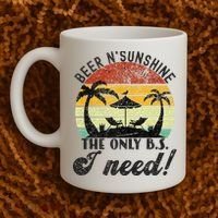 The Only BS I Need Is Beers And Sunshine Retro Beach Coffee Mug thumb 2