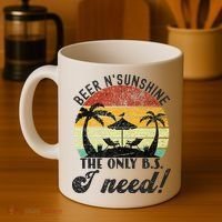 The Only BS I Need Is Beers And Sunshine Retro Beach Coffee Mug thumb 4