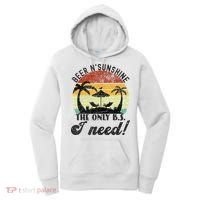 The Only BS I Need Is Beers And Sunshine Retro Beach Women's Hoodie thumb 0