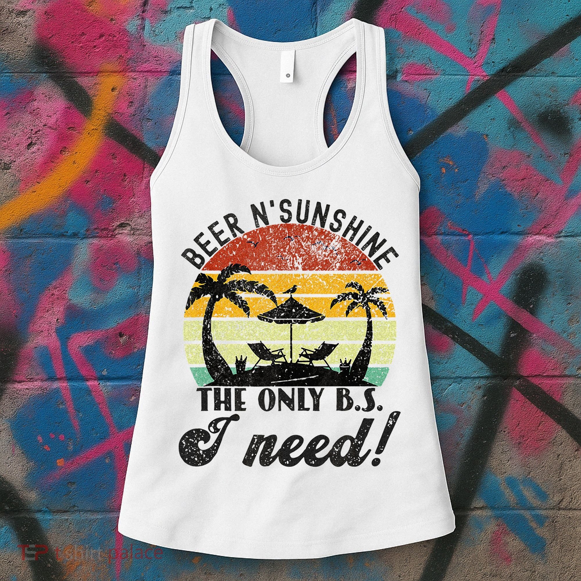 The Only BS I Need Is Beers And Sunshine Retro Beach Women's Tank Top