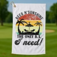 The Only BS I Need Is Beers And Sunshine Retro Beach Golf Towel thumb 1