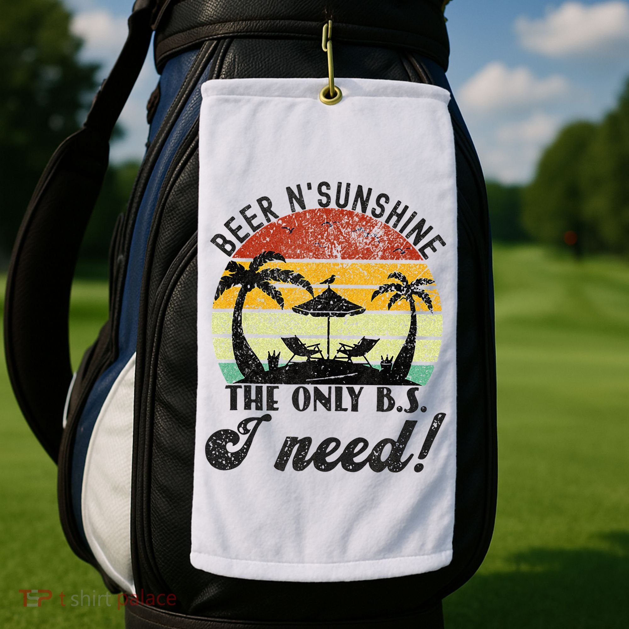The Only BS I Need Is Beers And Sunshine Retro Beach Golf Towel