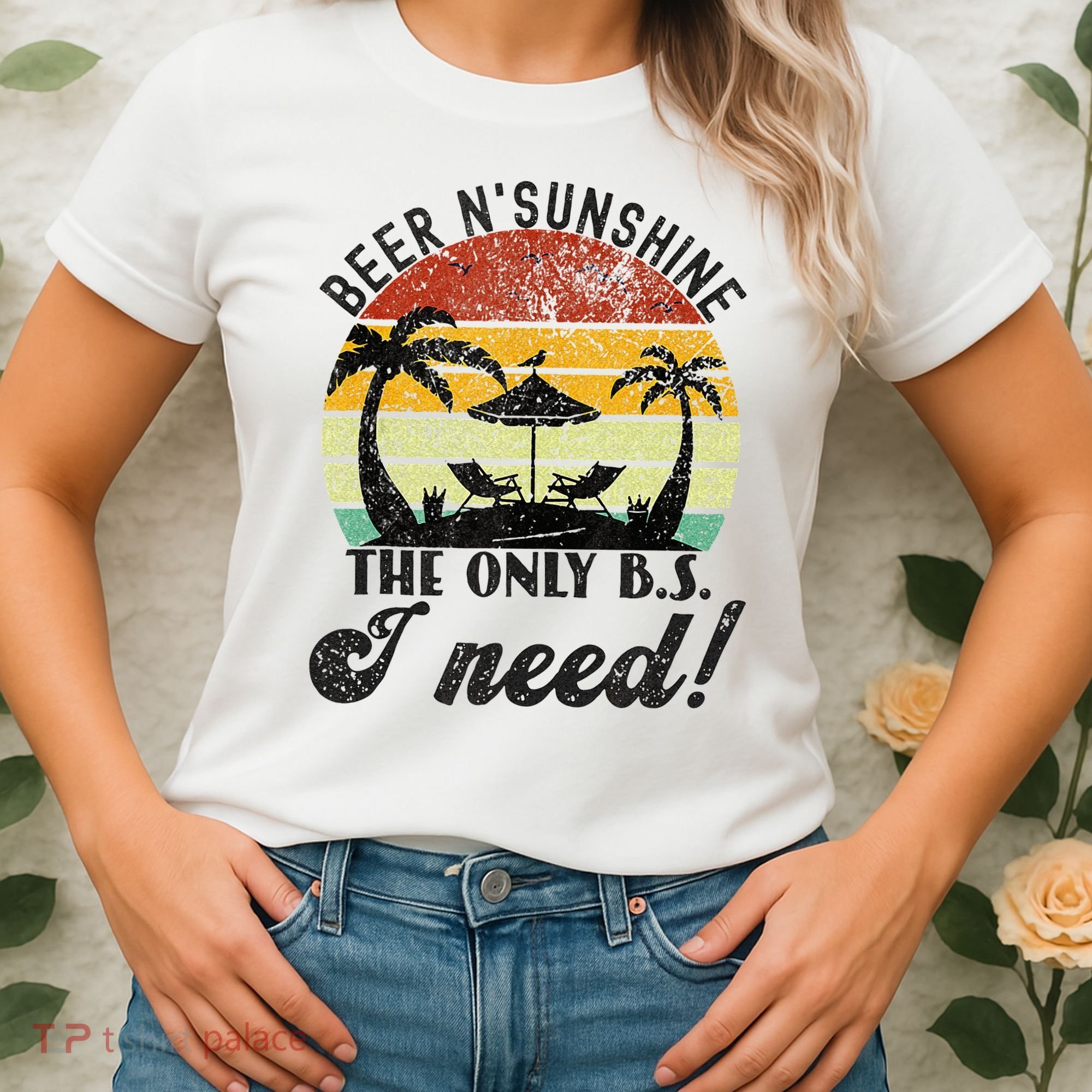 The Only BS I Need Is Beers And Sunshine Retro Beach Women's T-Shirt