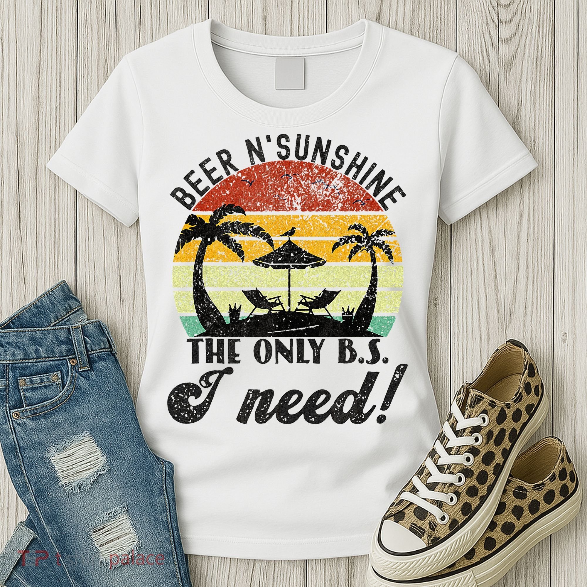 The Only BS I Need Is Beers And Sunshine Retro Beach Women's T-Shirt