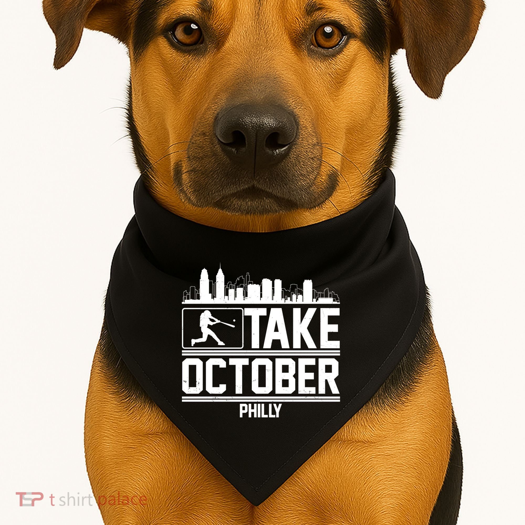 Take October Baseball Fan Philadelphia Skyline USA-Made Doggie Bandana
