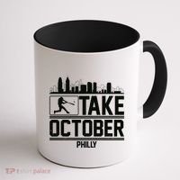 Take October Baseball Fan Philadelphia Skyline Coffee Mug thumb 1