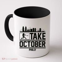 Take October Baseball Fan Philadelphia Skyline Coffee Mug thumb 0