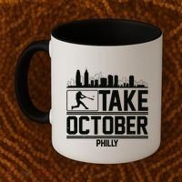 Take October Baseball Fan Philadelphia Skyline Coffee Mug thumb 2