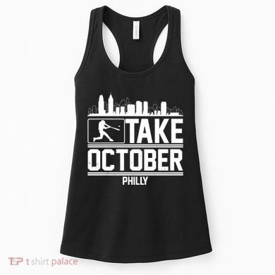 Take October Baseball Fan Philadelphia Skyline Women's Tank Top