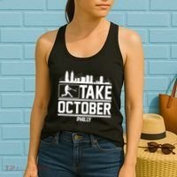 Take October Baseball Fan Philadelphia Skyline Women's Tank Top thumb 2
