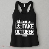 Take October Baseball Fan Philadelphia Skyline Women's Tank Top thumb 3
