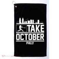 Take October Baseball Fan Philadelphia Skyline Golf Towel thumb 0