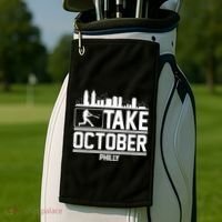 Take October Baseball Fan Philadelphia Skyline Golf Towel thumb 2