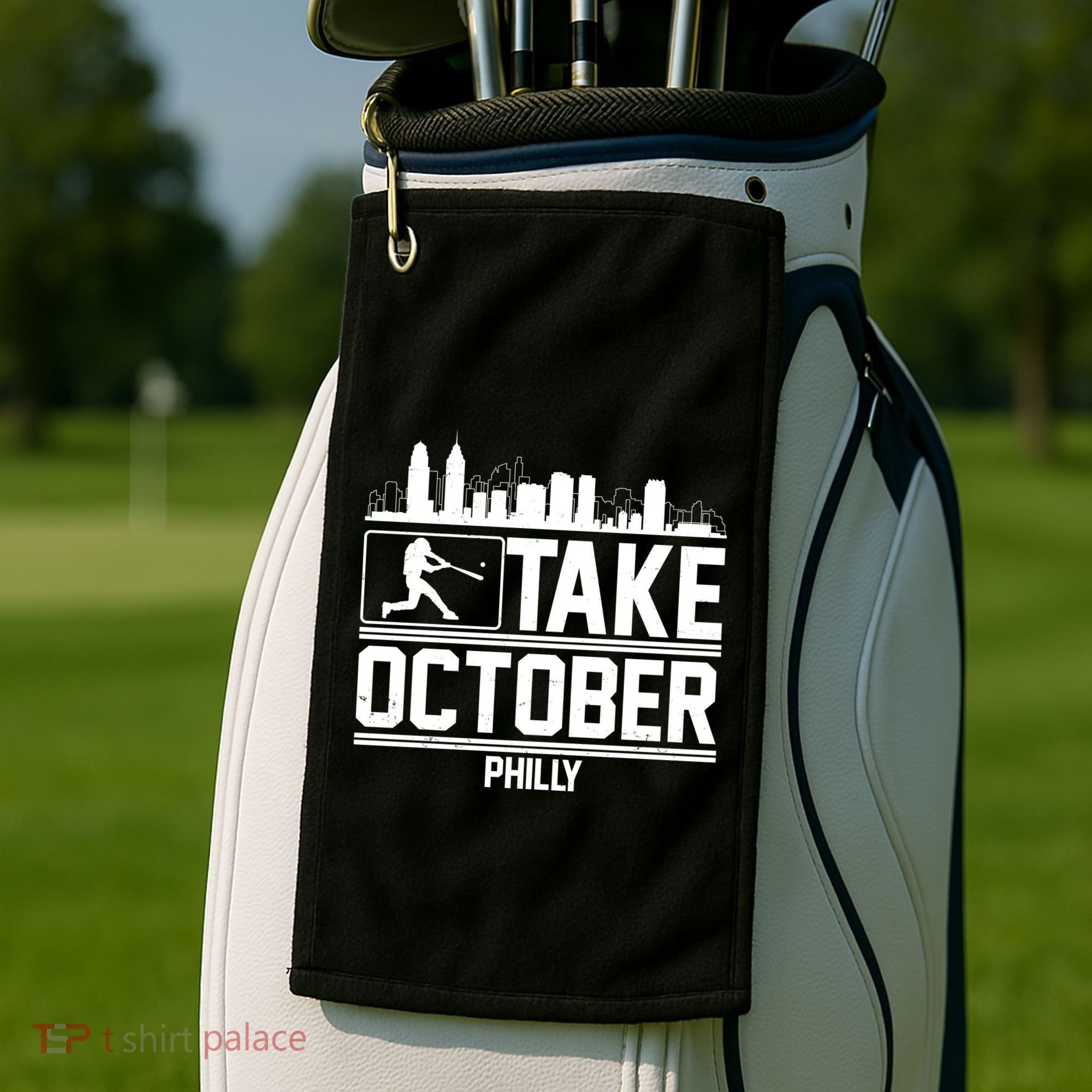 Take October Baseball Fan Philadelphia Skyline Golf Towel