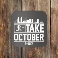 Take October Baseball Fan Philadelphia Skyline Coaster thumb 0