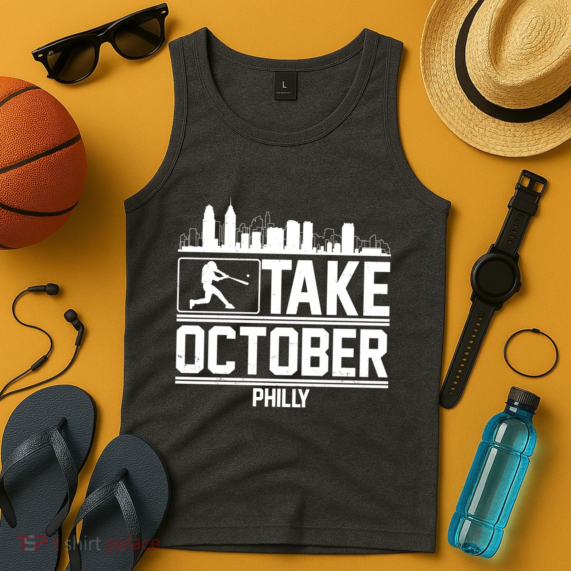 Take October Baseball Fan Philadelphia Skyline Tank Top