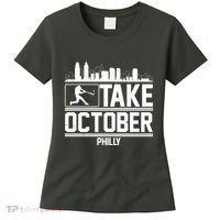 Take October Baseball Fan Philadelphia Skyline Women's T-Shirt thumb 0