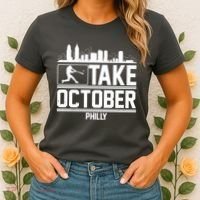 Take October Baseball Fan Philadelphia Skyline Women's T-Shirt thumb 2