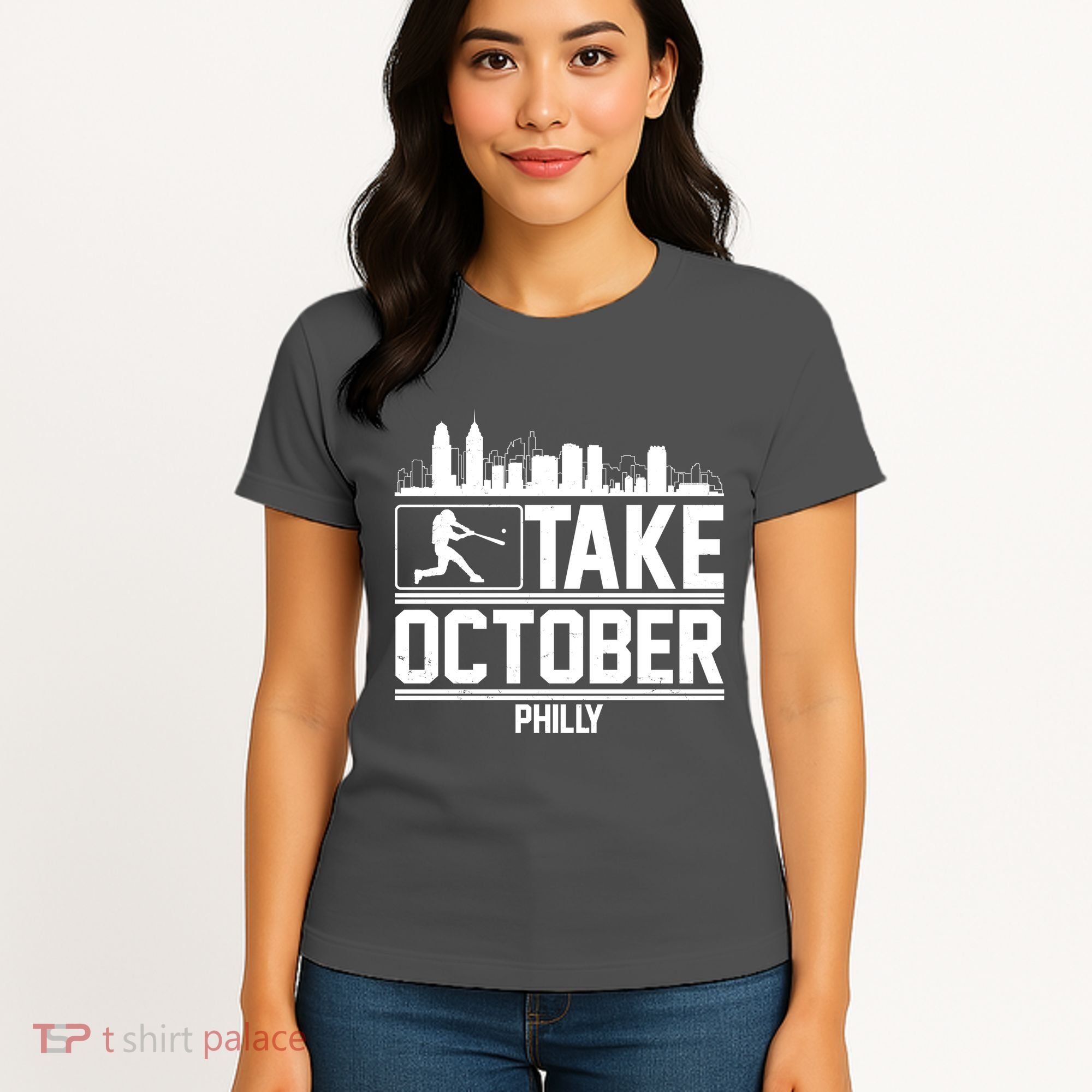 Take October Baseball Fan Philadelphia Skyline Women's T-Shirt