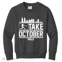 Take October Baseball Fan Philadelphia Skyline Kids Sweatshirt thumb 0