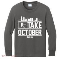 Take October Baseball Fan Philadelphia Skyline Kids Long Sleeve Shirt thumb 0