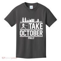 Take October Baseball Fan Philadelphia Skyline Kids T-Shirt thumb 0