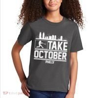 Take October Baseball Fan Philadelphia Skyline Kids T-Shirt thumb 2