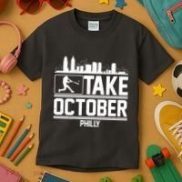 Take October Baseball Fan Philadelphia Skyline Kids T-Shirt thumb 3