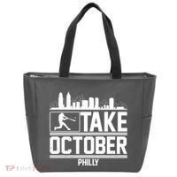 Take October Baseball Fan Philadelphia Skyline Tote Bag thumb 0