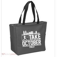 Take October Baseball Fan Philadelphia Skyline Tote Bag thumb 2
