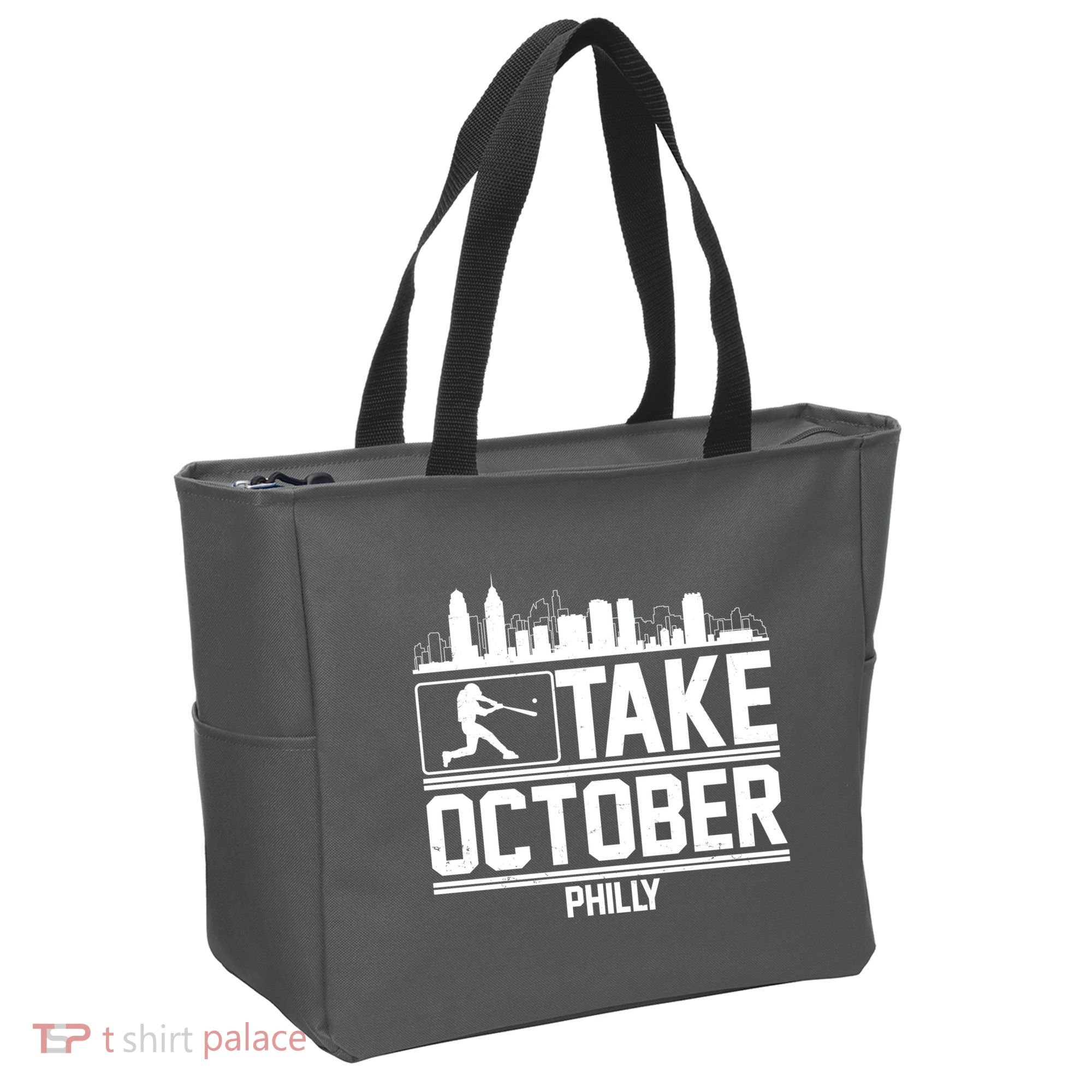 Take October Baseball Fan Philadelphia Skyline Tote Bag