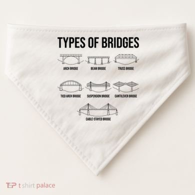 Types Of Bridges, Bridge Engineer Gift USA-Made Doggie Bandana