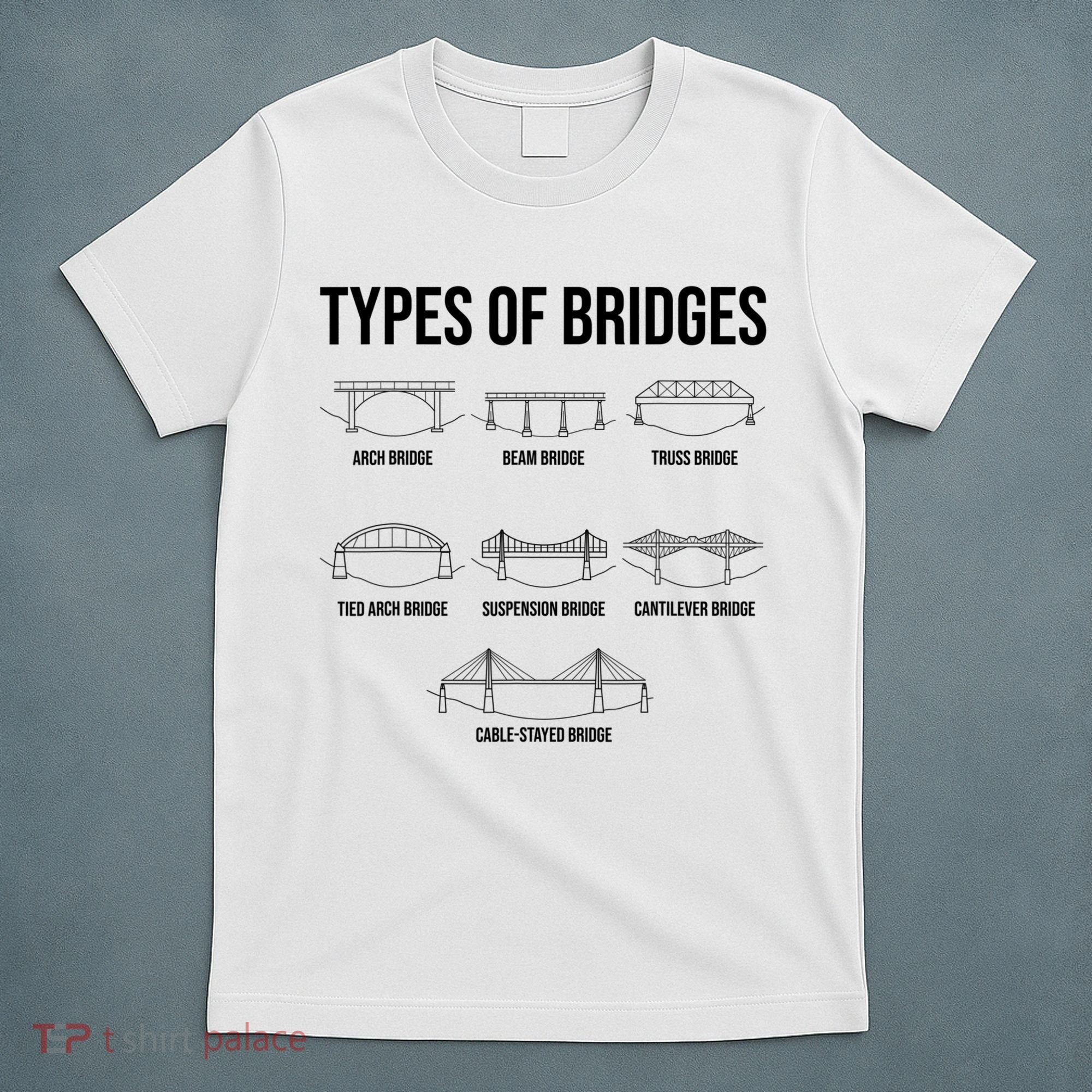 Types Of Bridges, Bridge Engineer Gift T-Shirt