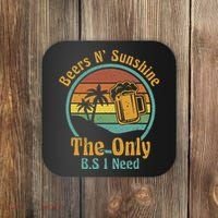 The Only BS I Need Is Beers and Sunshine Drinking Brew Party Coaster thumb 0