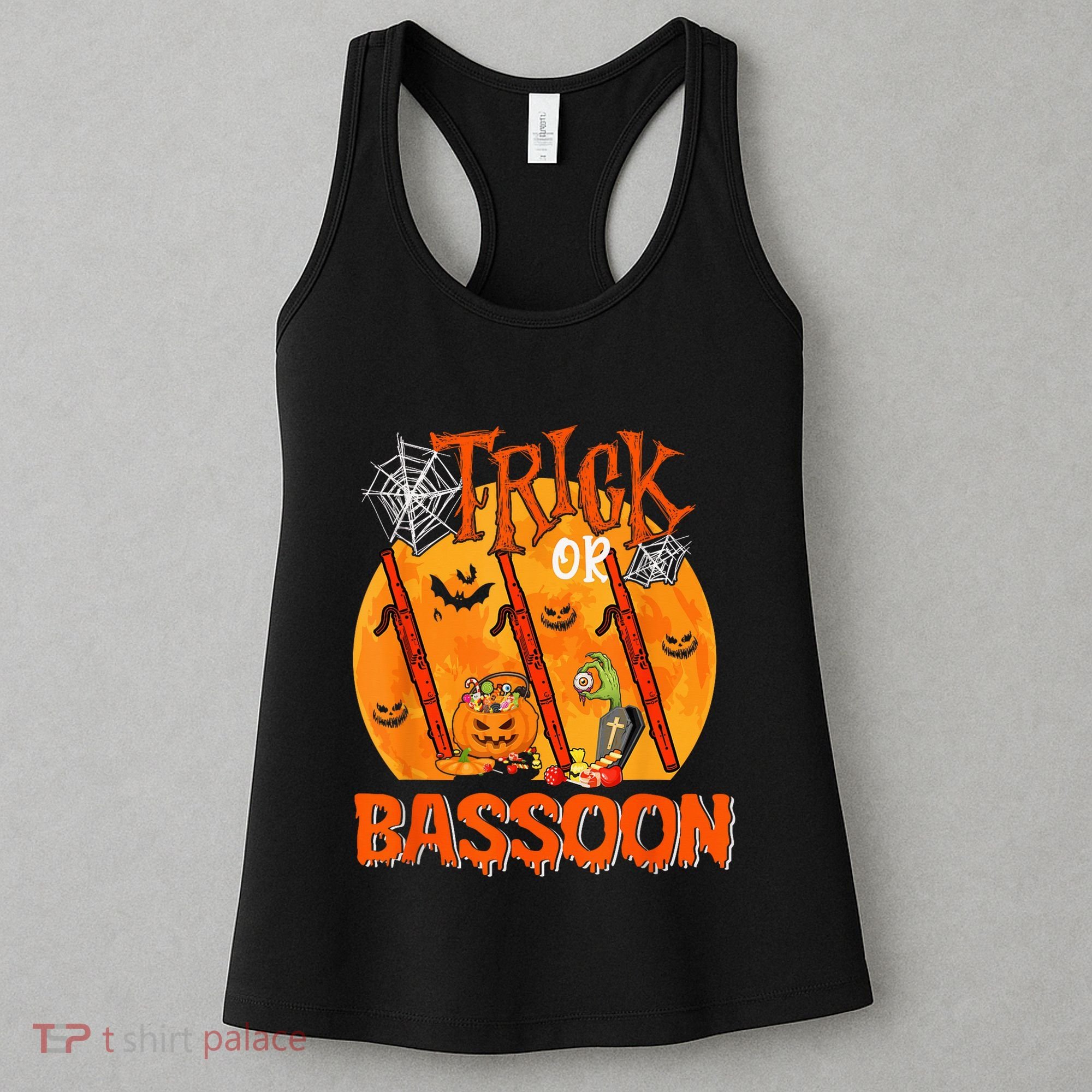 Trick Or Bassoon Halloween Musical Costume Witch's Hat Women's Tank Top