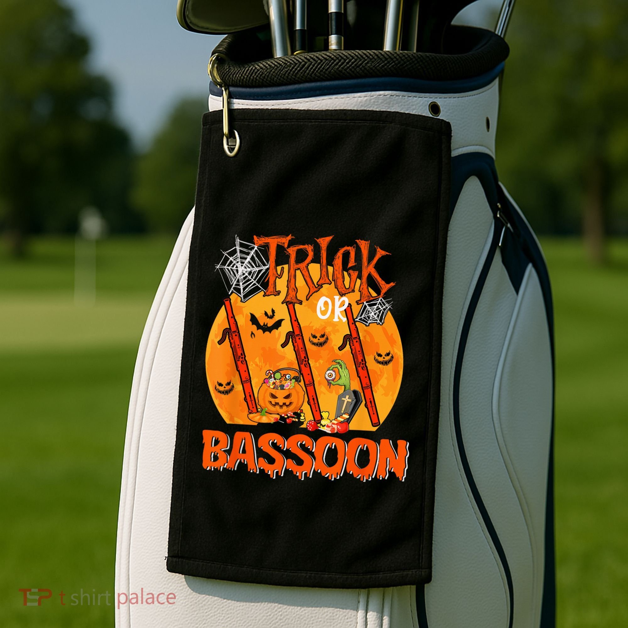 Trick Or Bassoon Halloween Musical Costume Witch's Hat Golf Towel