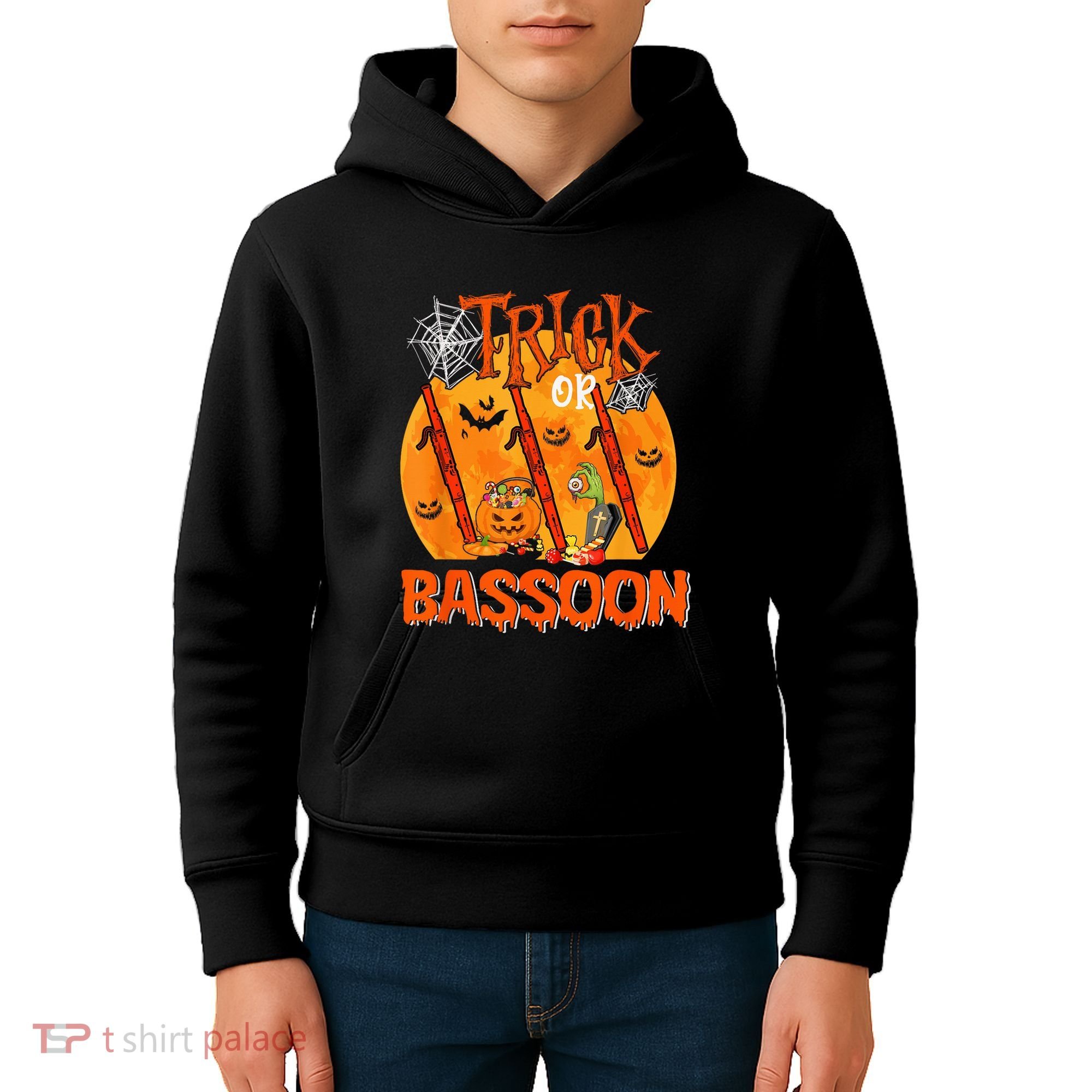 Trick Or Bassoon Halloween Musical Costume Witch's Hat Kids Hoodie