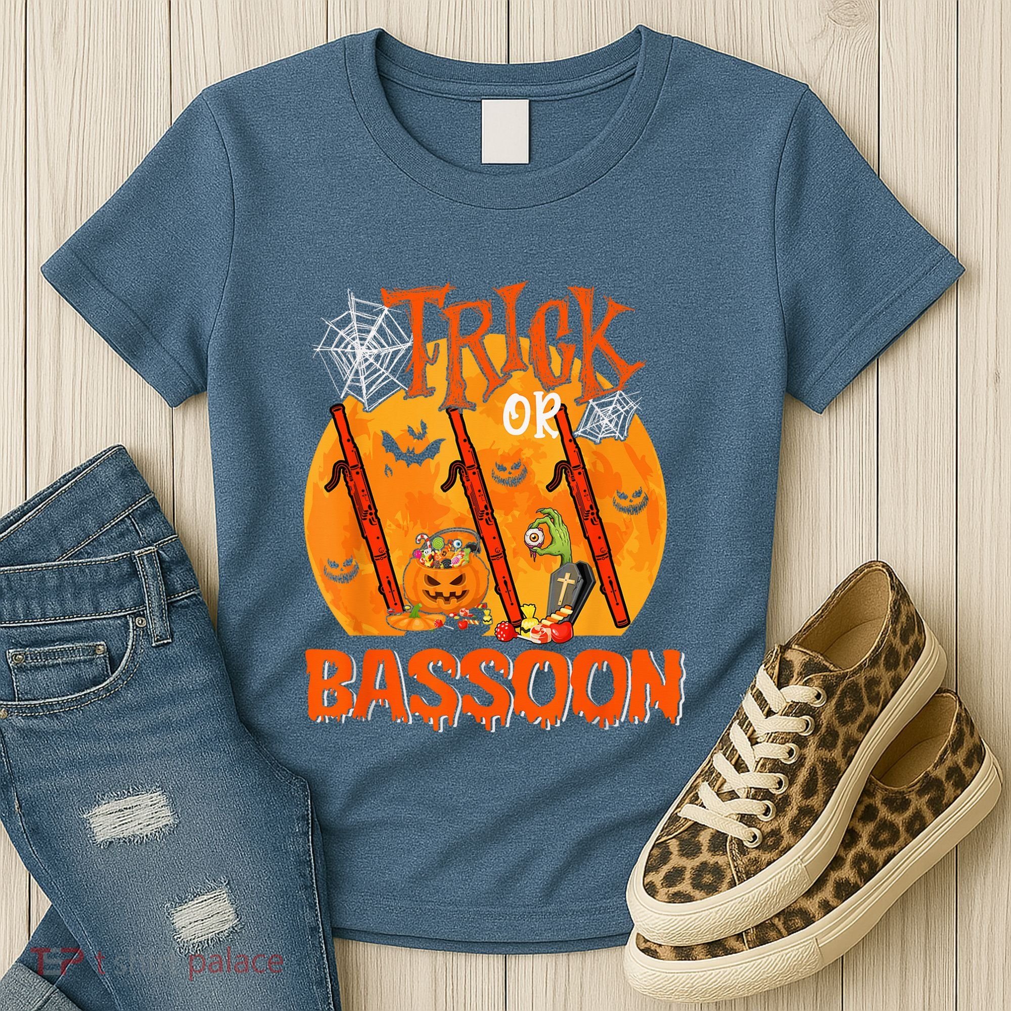 Trick Or Bassoon Halloween Musical Costume Witch's Hat Women's T-Shirt