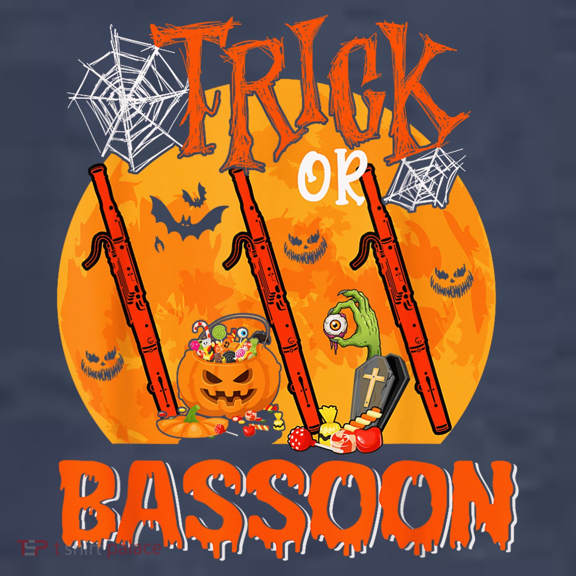 Trick Or Bassoon Halloween Musical Costume Witch's Hat Women's T-Shirt
