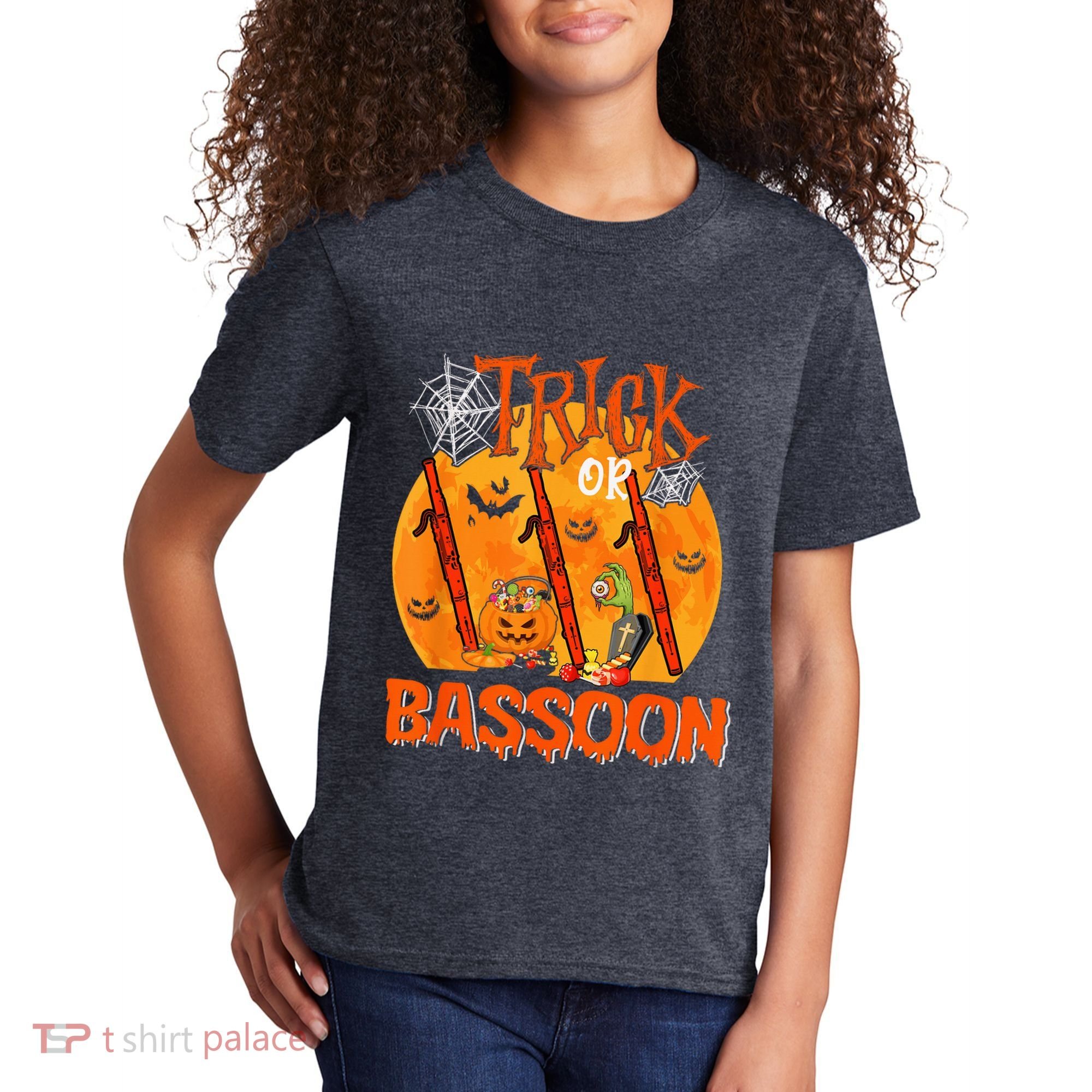 Trick Or Bassoon Halloween Musical Costume Witch's Hat Kids T-Shirt