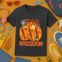 Trick Or Bassoon Halloween Musical Costume Witch's Hat Kids T-Shirt thumb 3