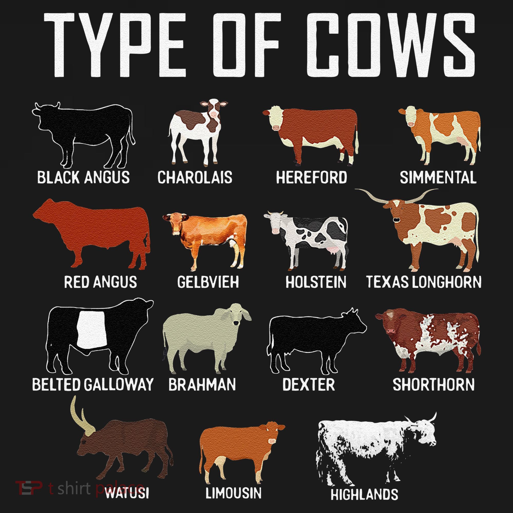 Types Of Cows Farmer Tee Costume Cow T-Shirt