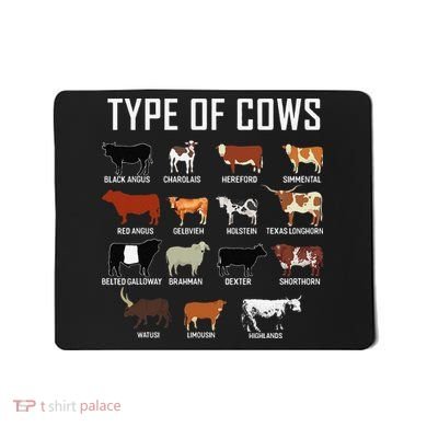 Types Of Cows Farmer Tee Costume Cow Mousepad