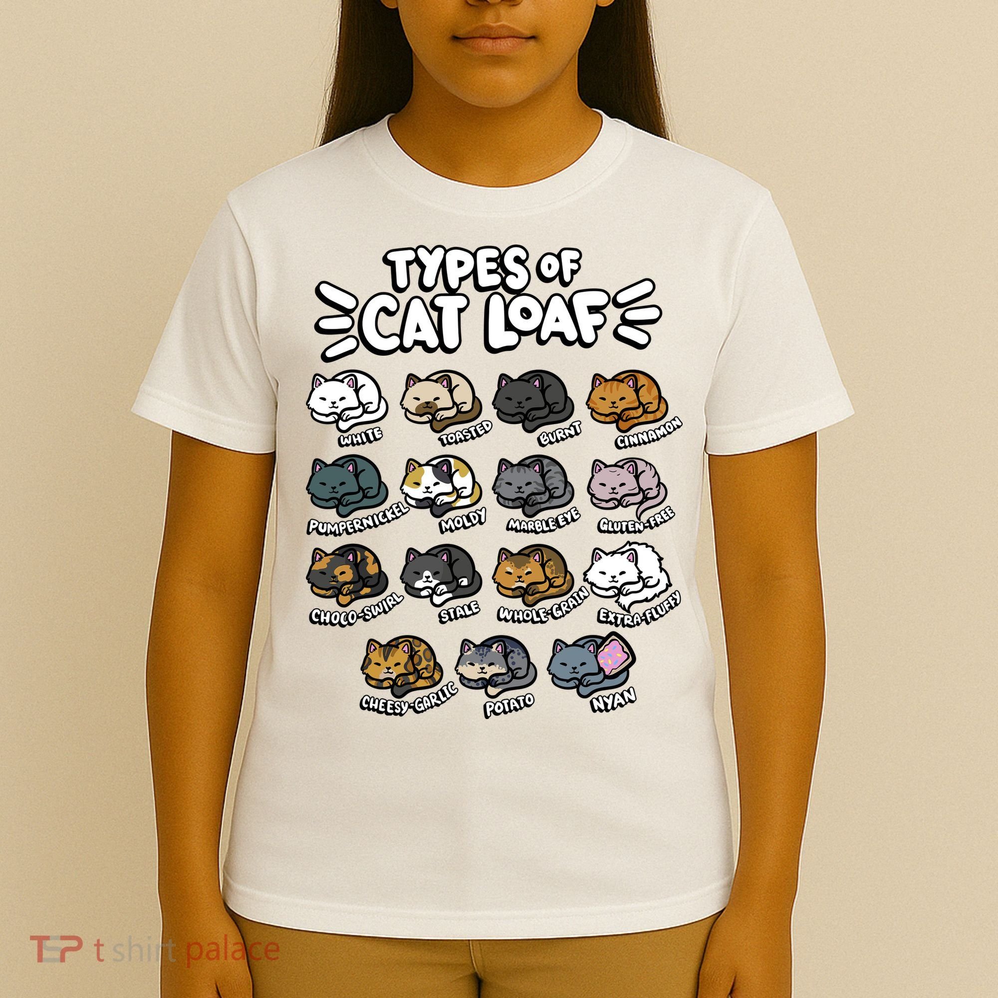 Types Of Cat Loaf Kitten Bread Lover Foodie Cute Pet Cat T-Shirt