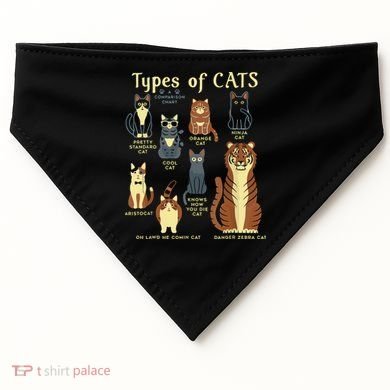 Types Of Cat Funny Comparison Cat Pet Lover Owner USA-Made Doggie Bandana