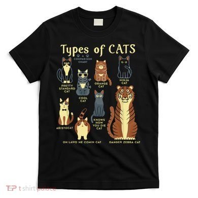 Types Of Cat Funny Comparison Cat Pet Lover Owner T-Shirt